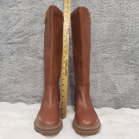 Michael Kors Regan Tall Boots Leather Women's Size 9.5 NEW luggage brown Zipper - Picture 5 of 11